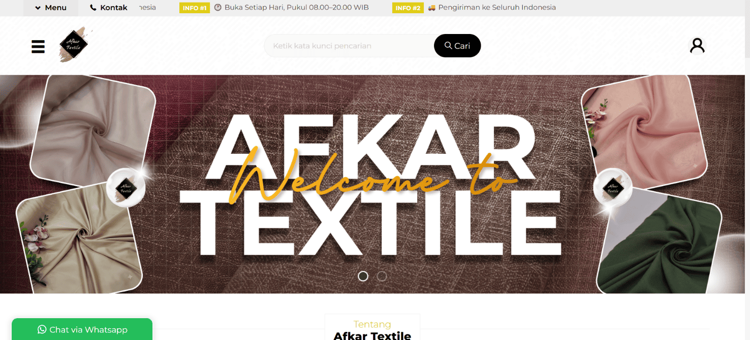 Tampilan website Afkar Textile